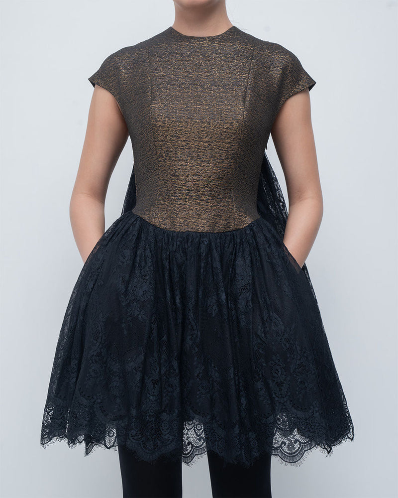 Mina Dress viscose by Leh Studios in gold for women in Singapore