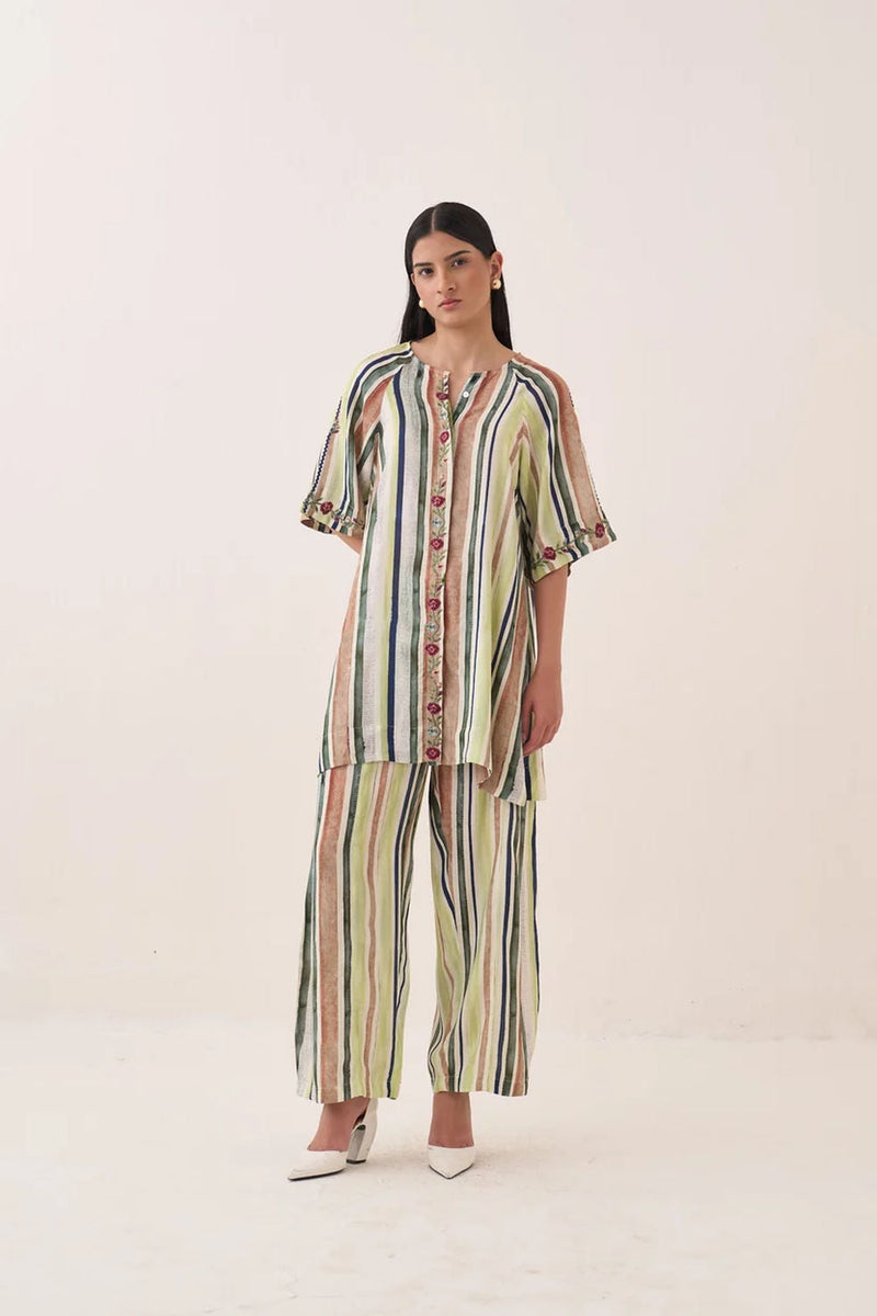 Rekha STFT Pants bemberg muslin pant/trouser by O'Frida in green for women in Singapore