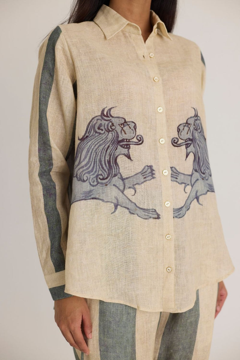 PAWS LINEN CO-ORD SET linen by Yam in white color for women in Singapore