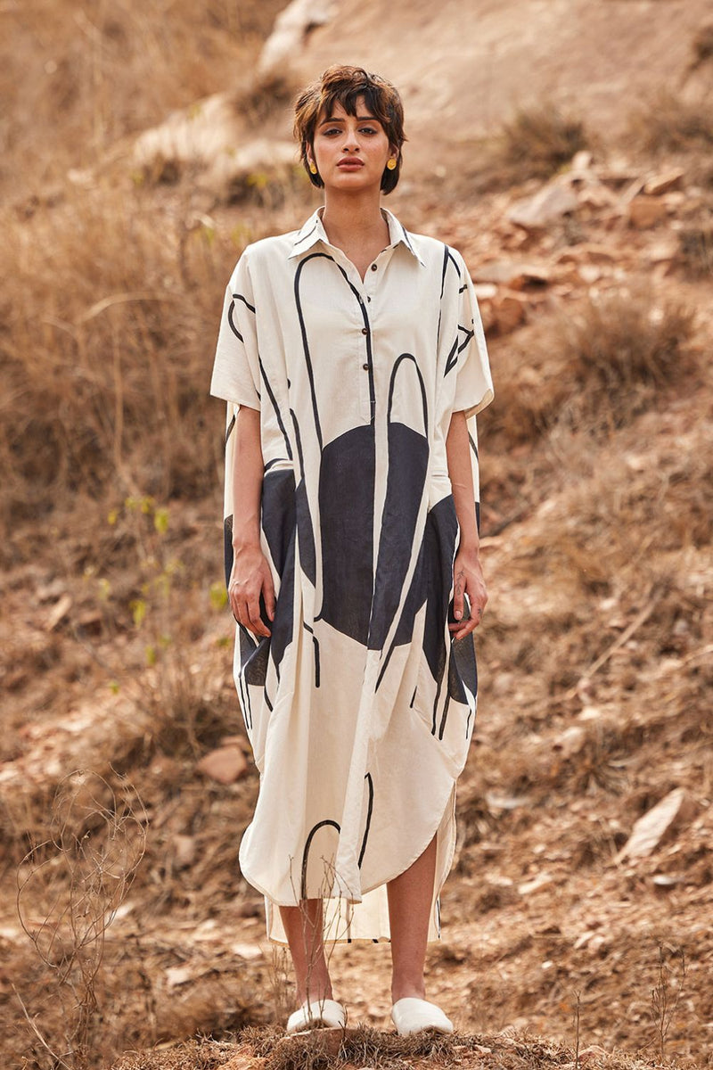 Agave Kaftan cotton by Khara Kapas in white for women in Singapore