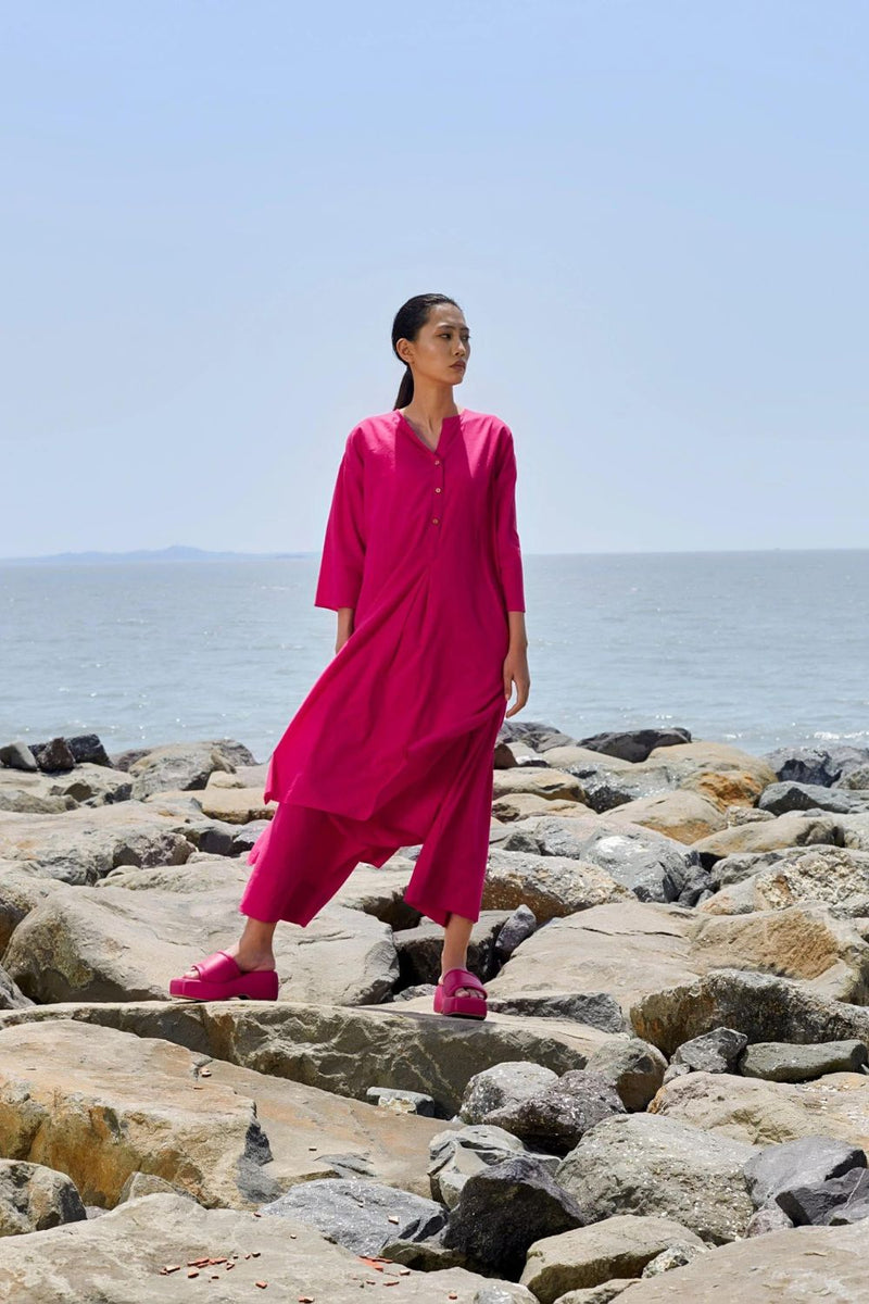 Pink Placket Tunic Tunics by Mati in pink color for women in Singapore