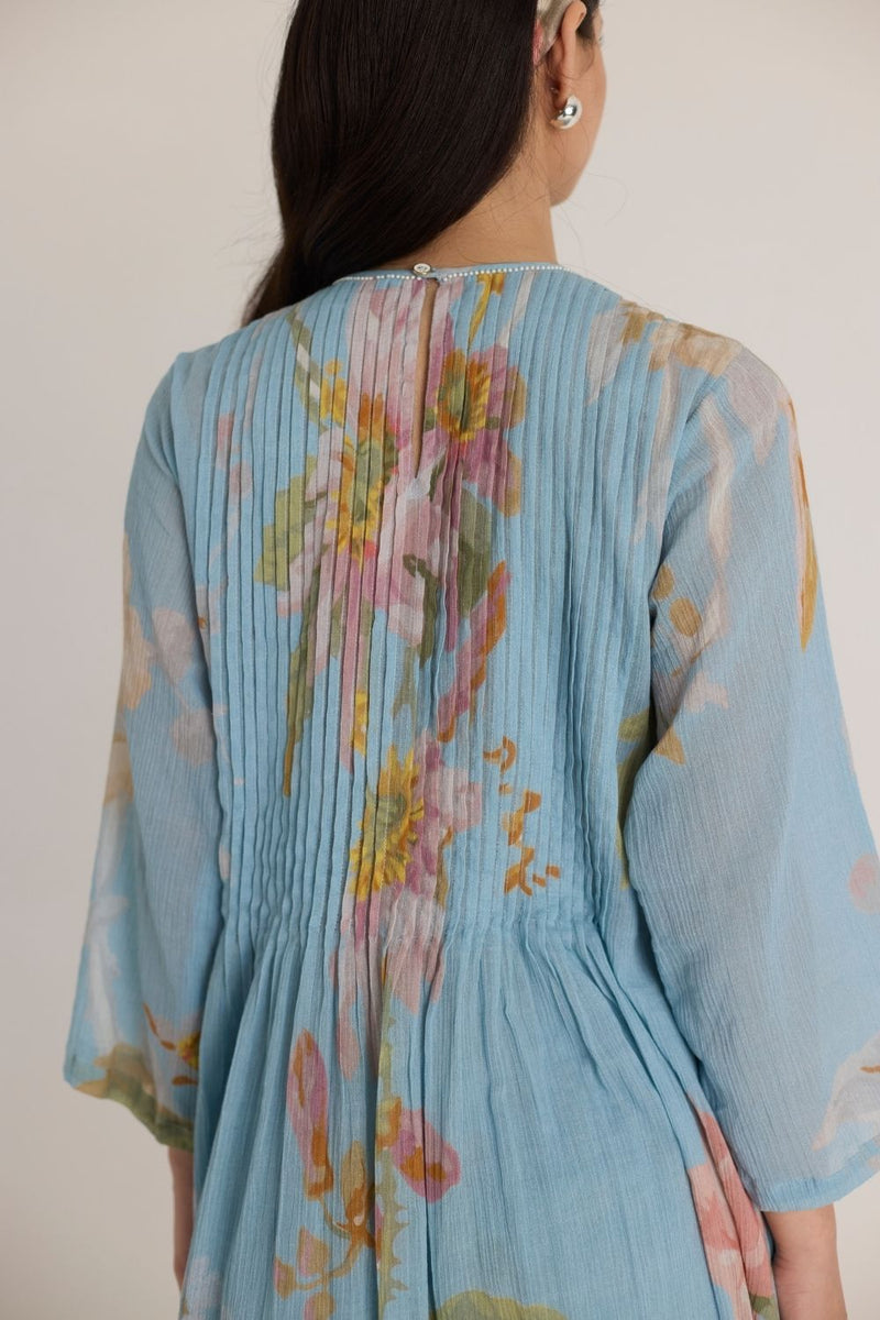 TAFFY PINTUCKS KURTA SET cotton by Yam in blue color for women in Singapore