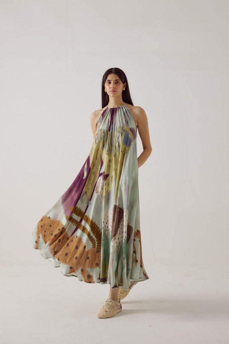 Circle Dress Long-Mirage cotton by CORD in multi for women in Singapore