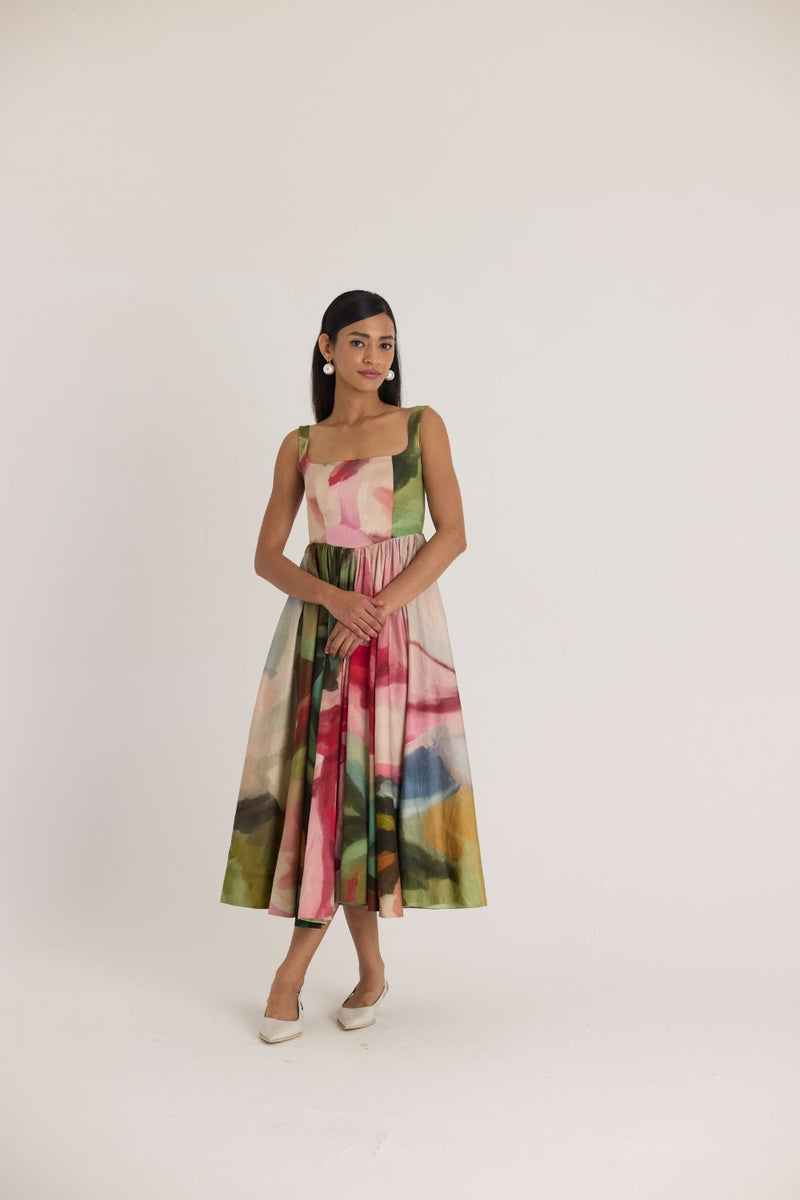 TILLY CHERRY DRESS satin by Yam in multi color for women in Singapore