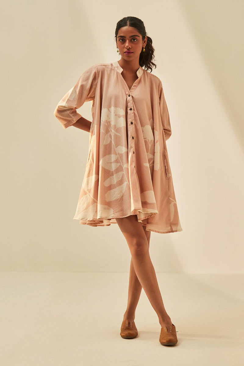 Dusky pink shirt Dress cotton by Khara Kapas in pink for women in Singapore