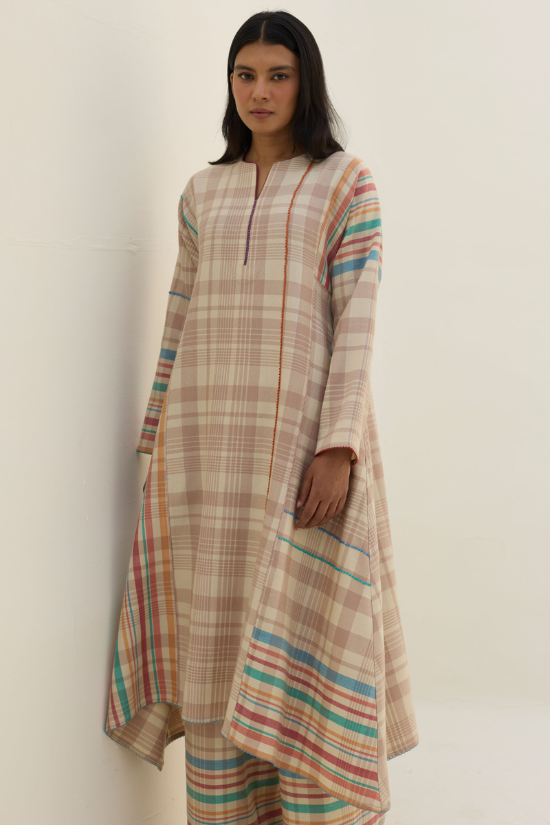 Daphne Merino Wool Kurta - Beige by Manan in beige color for women in Singapore