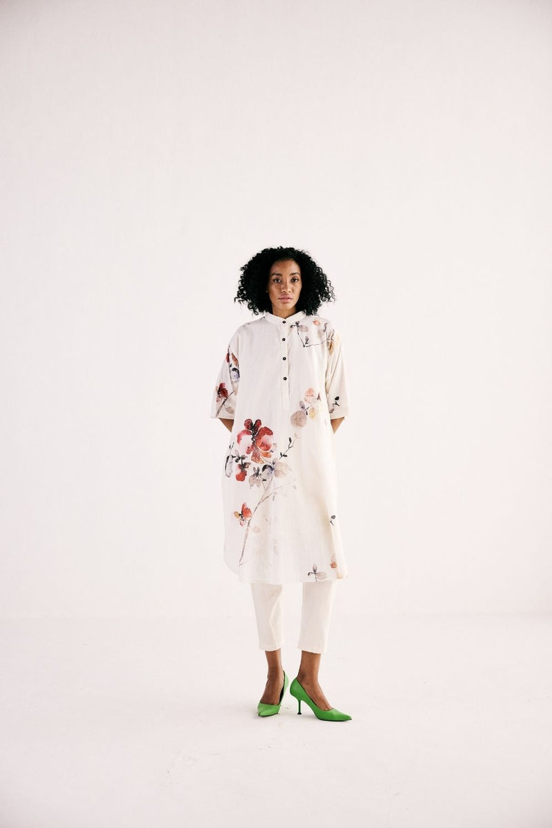 WISTERIA KURTA SET cotton by Khara Kapas in white for women in Singapore