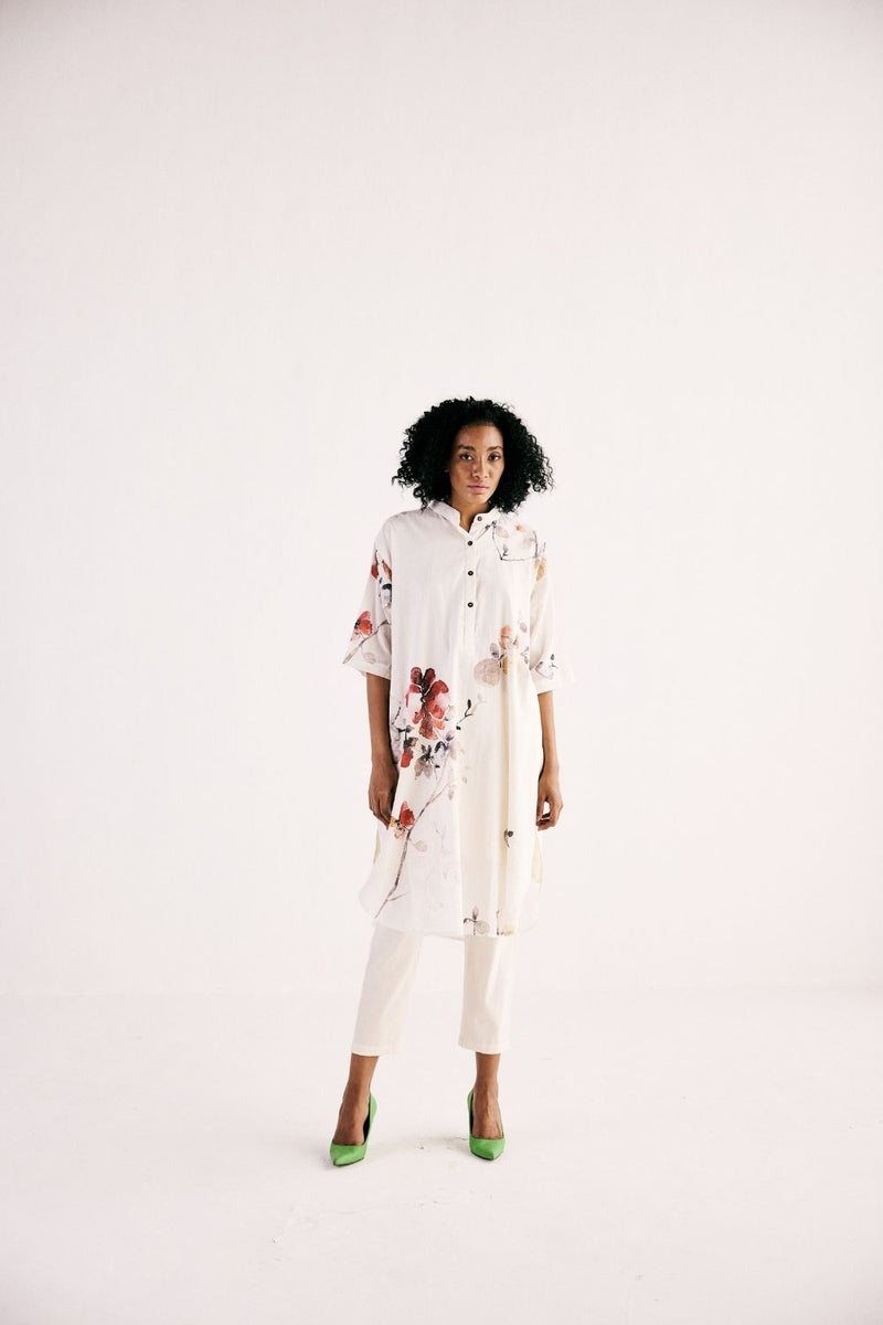 WISTERIA KURTA SET cotton by Khara Kapas in white for women in Singapore