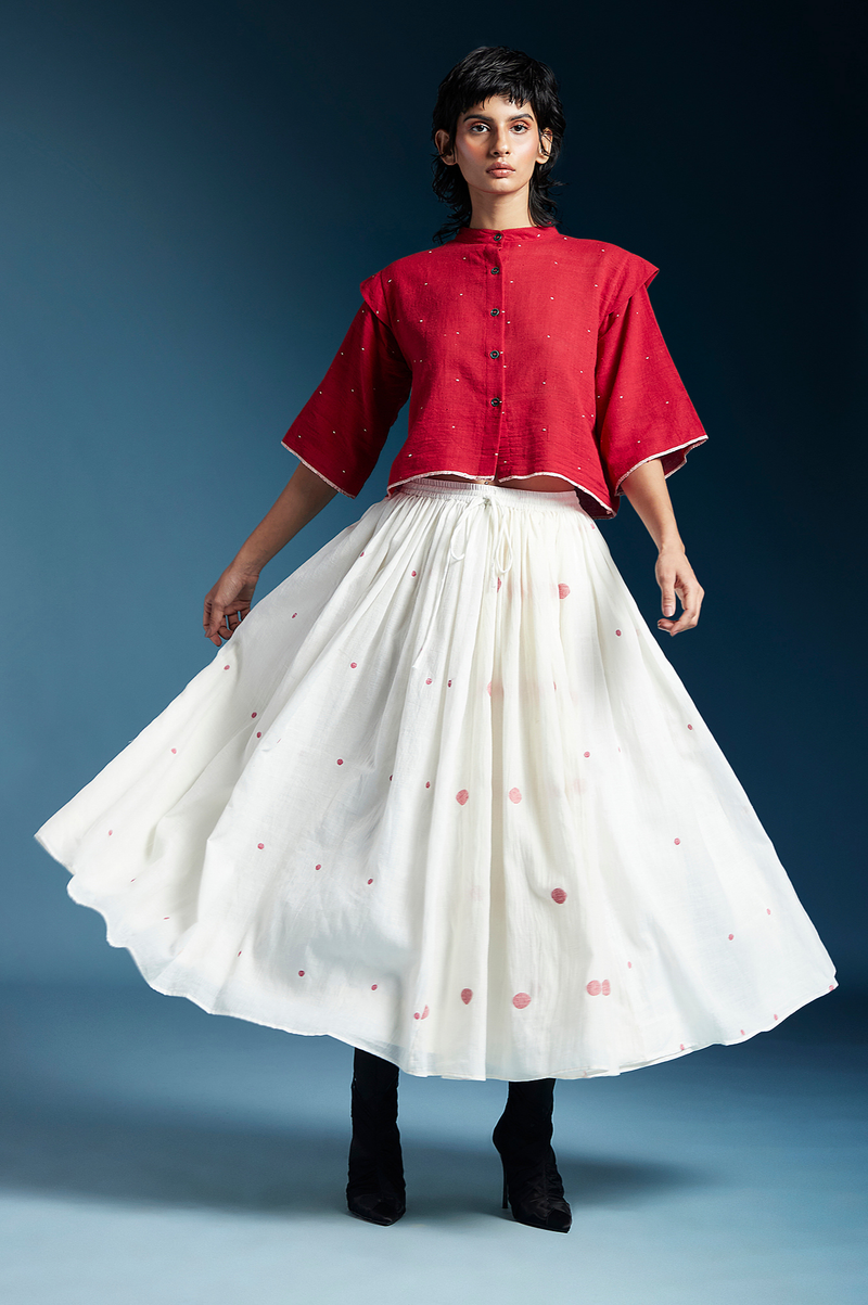 Reed Shirt-Red cotton by Chola in red color for women in Singapore