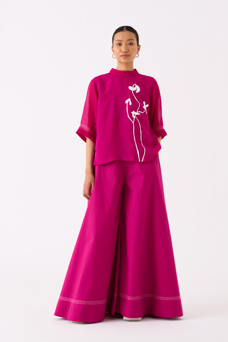POPPY TOP-FUSCHIA organza by THREE for women in Singapore