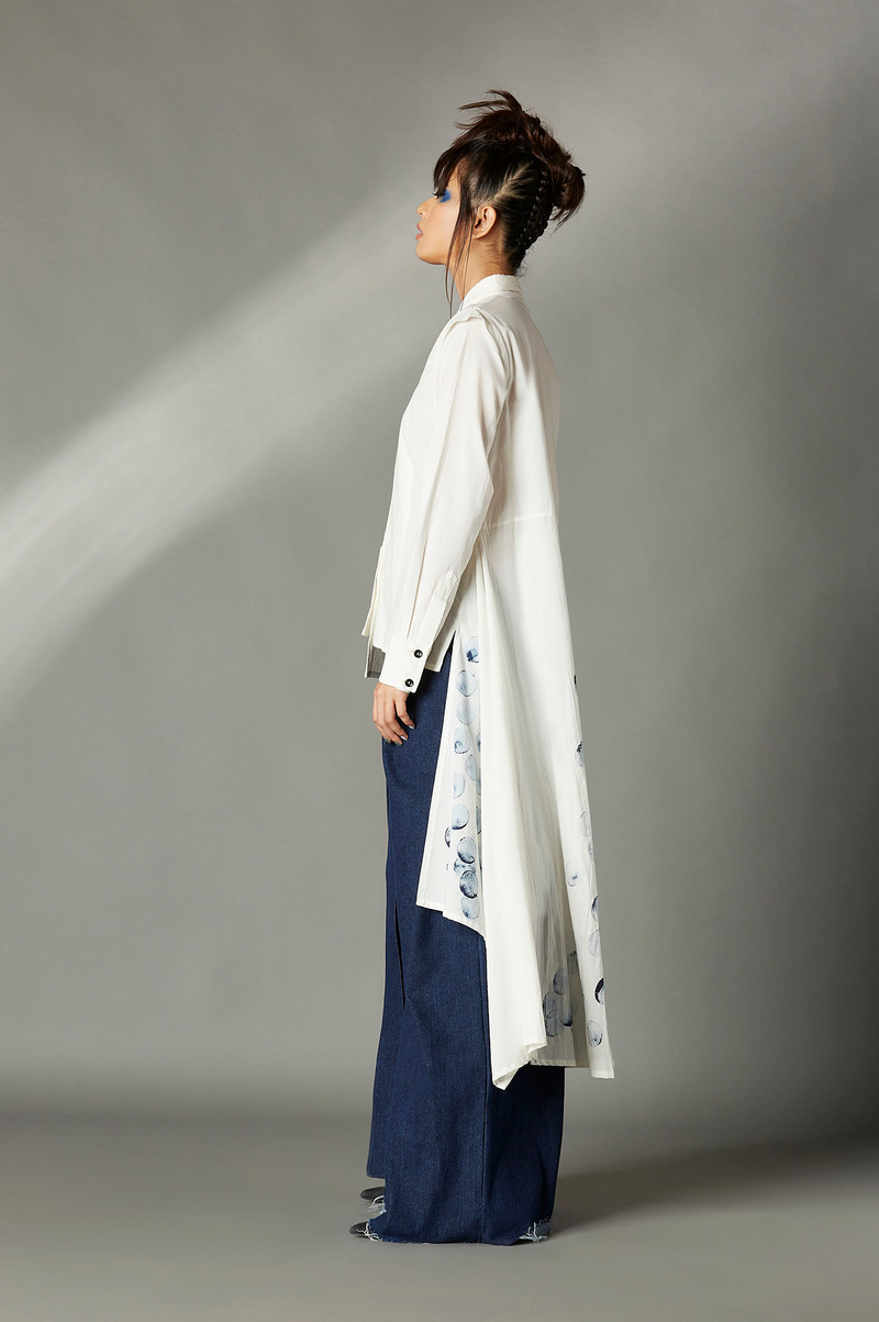 Elvira Hand Painted Shirt cotton by Chola in white color for women in Singapore