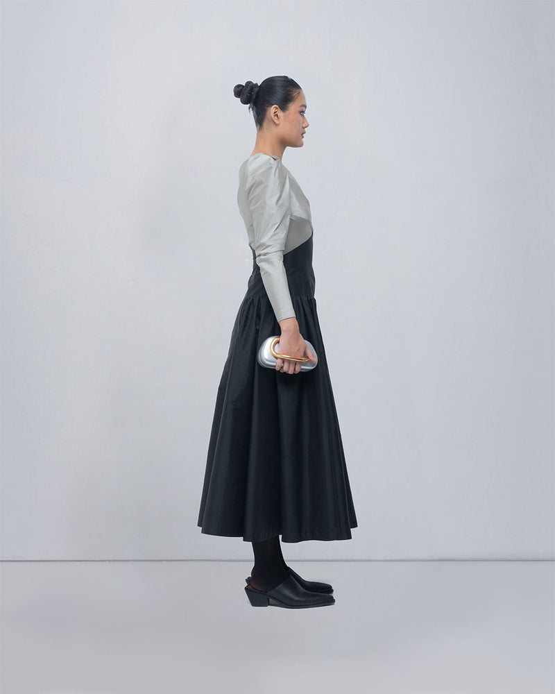 Soraya Dress viscose by Leh Studios in silver, black for women in Singapore