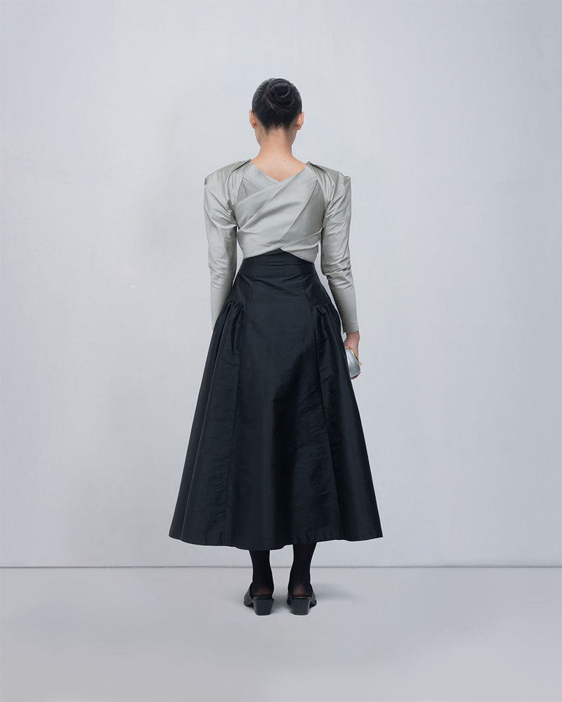 Soraya Dress viscose by Leh Studios in silver, black for women in Singapore