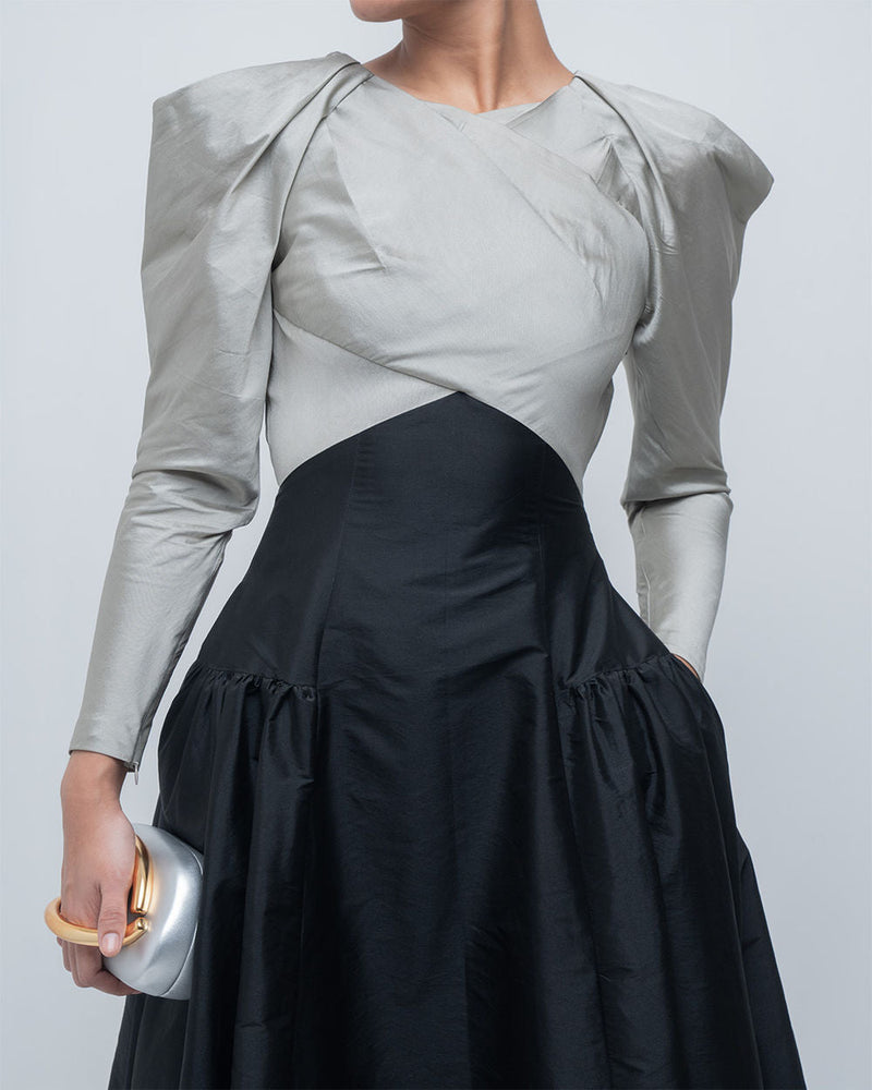 Soraya Dress viscose by Leh Studios in silver, black for women in Singapore