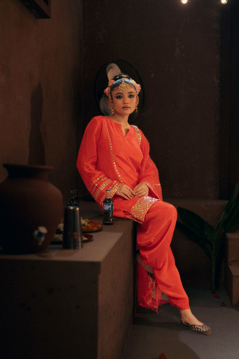 Ramani Salwar Kameez Dupatta Set- Red