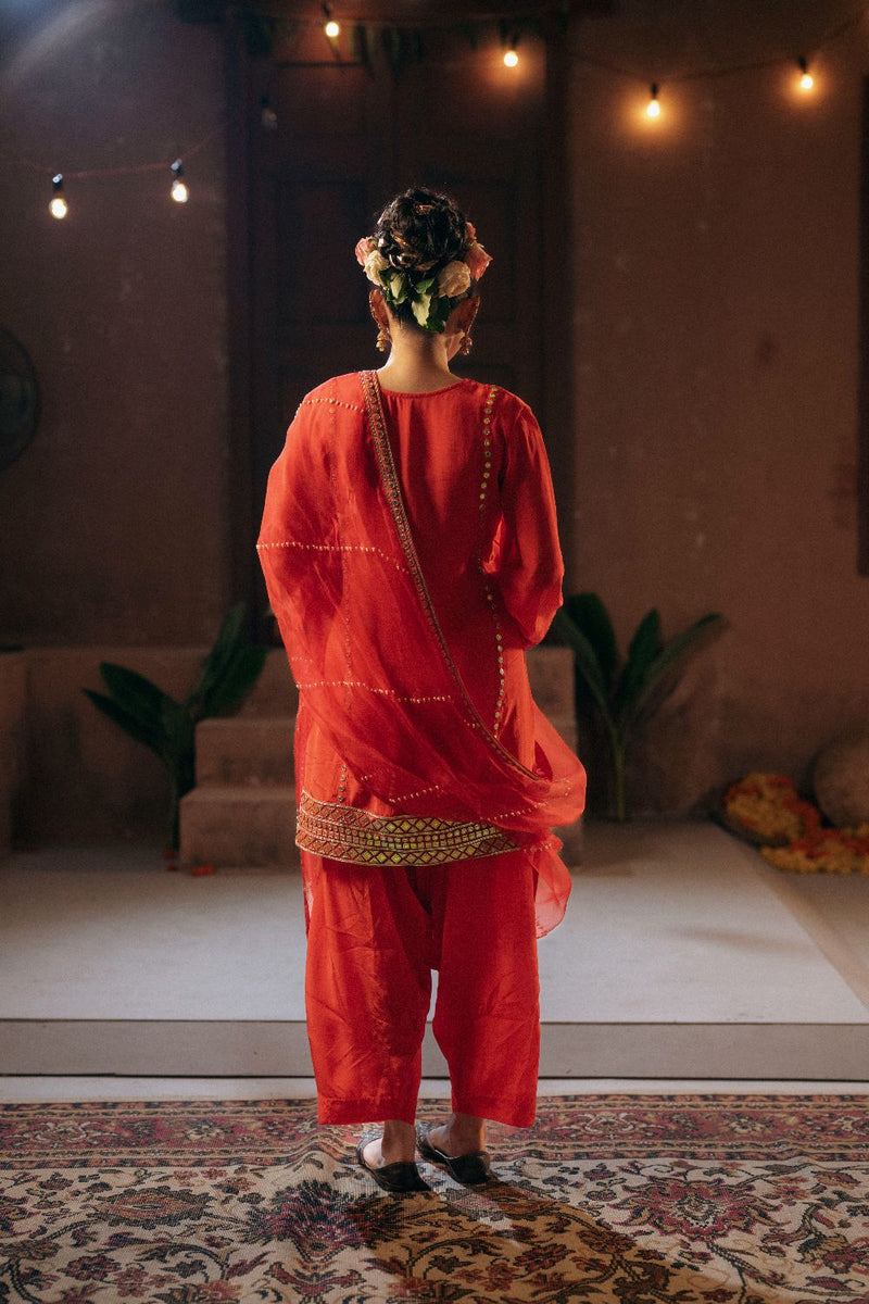 Ramani Salwar Kameez Dupatta Set- Red