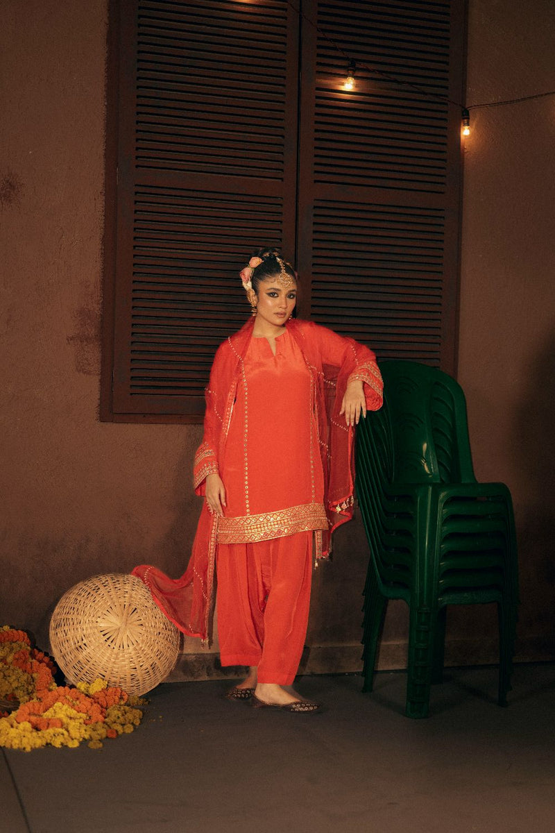 Ramani Salwar Kameez Dupatta Set- Red