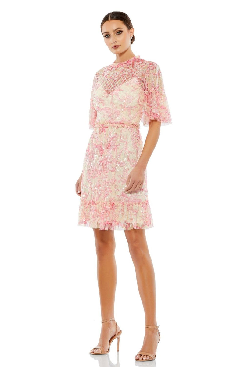 MD-9148 Short Dress-Pink by Mac Duggal in pink color for women in Singapore