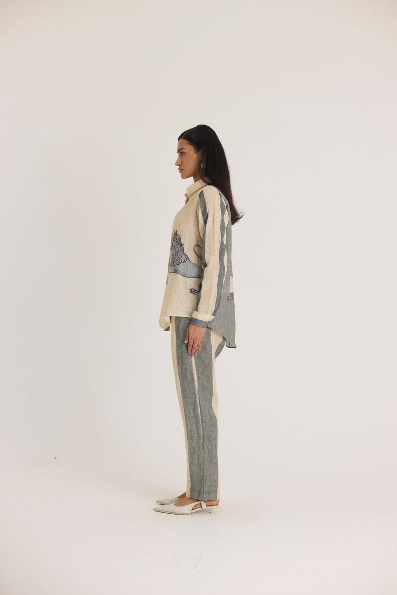 PAWS LINEN CO-ORD SET linen by Yam in white color for women in Singapore