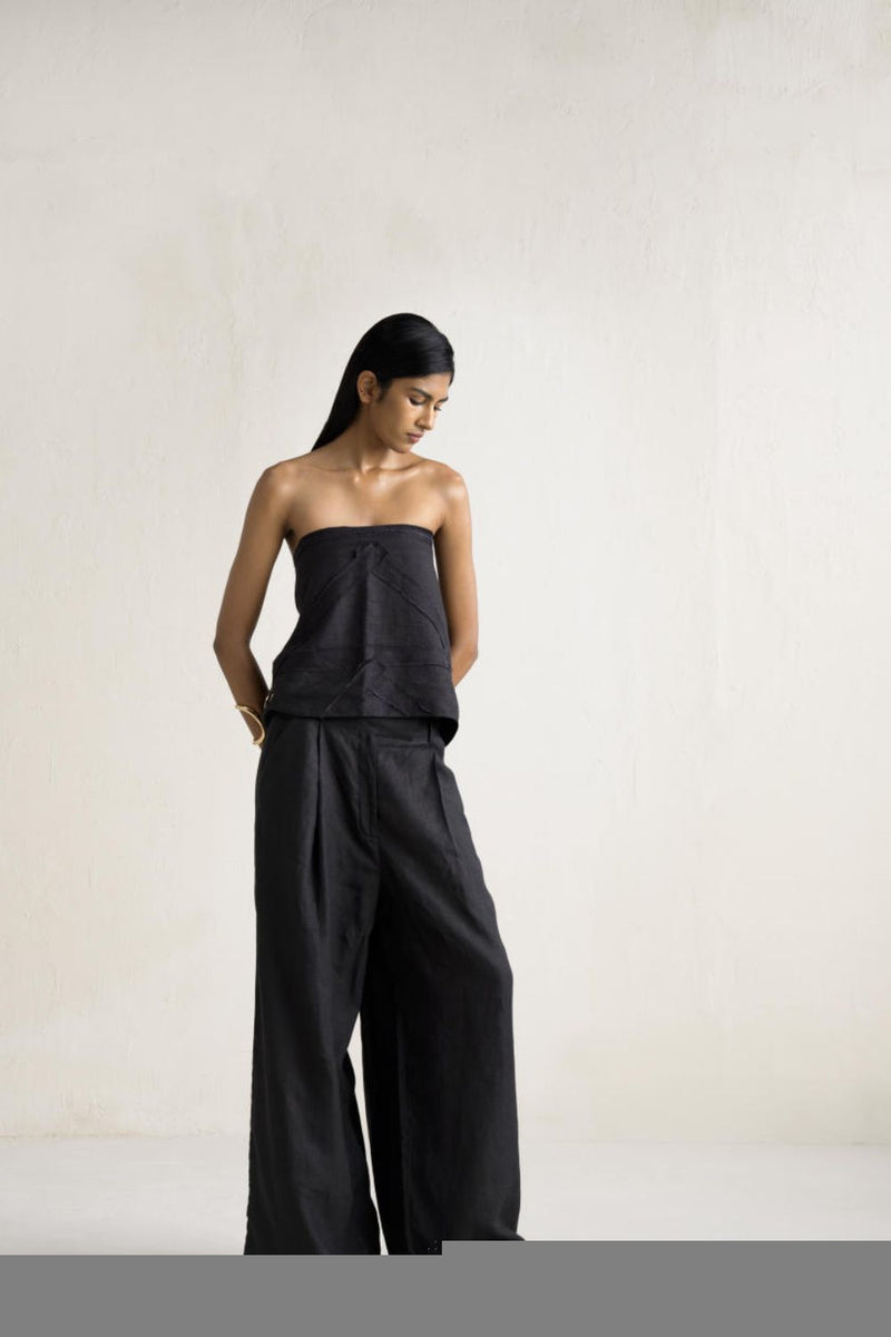 SAIDA TIE UP SET linen Buy SAIDA TIE UP SET from C&W | Co-Ord Sets for Women by Ituvana in black color for women in Singapore
