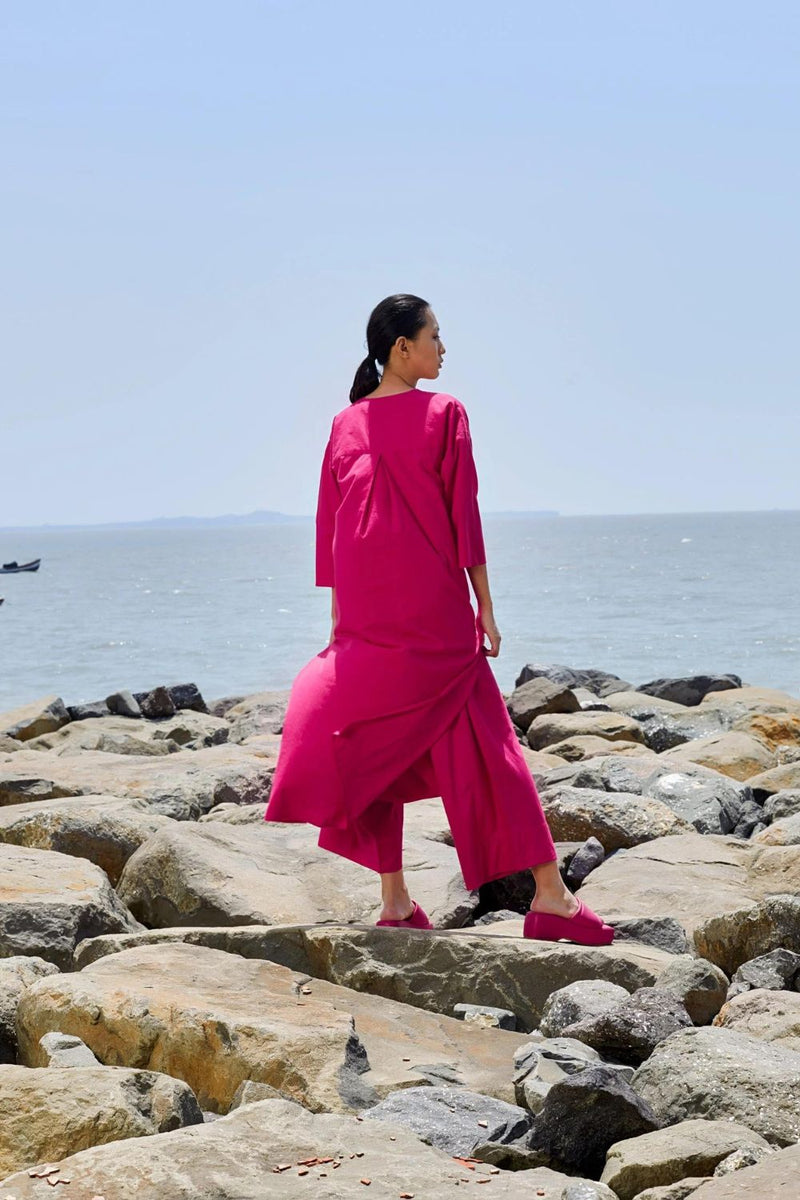 Pink Placket Tunic Tunics by Mati in pink color for women in Singapore