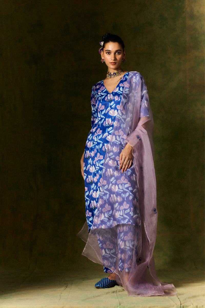 NEELAM SILK KURTA SET + DUPATTA organza by JodiLife for women in Singapore