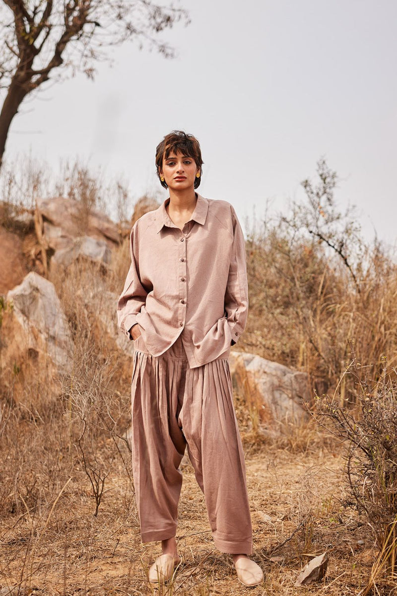 Dune shirt by Khara Kapas in brown for women in Singapore