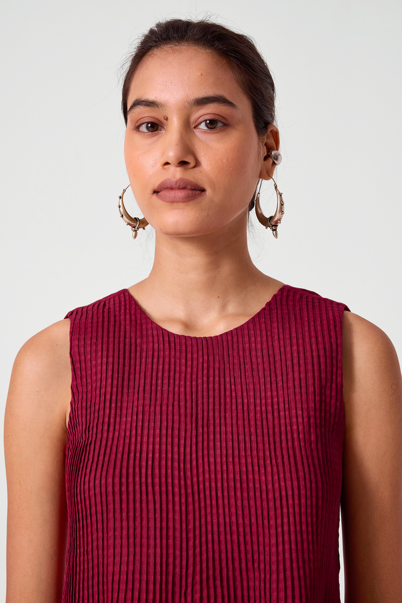 Aabha Pink Checks Handwoven Top