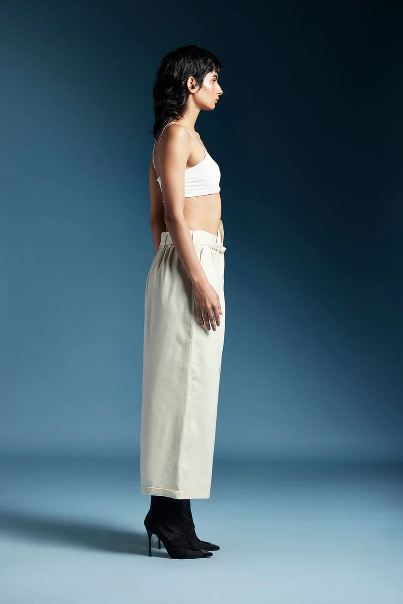 Hannah Trousers-Off-White cotton by Chola in white color for women in Singapore