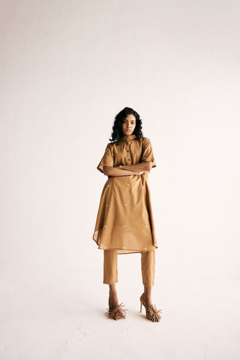 SAND KURTA SET cotton by Khara Kapas in brown for women in Singapore