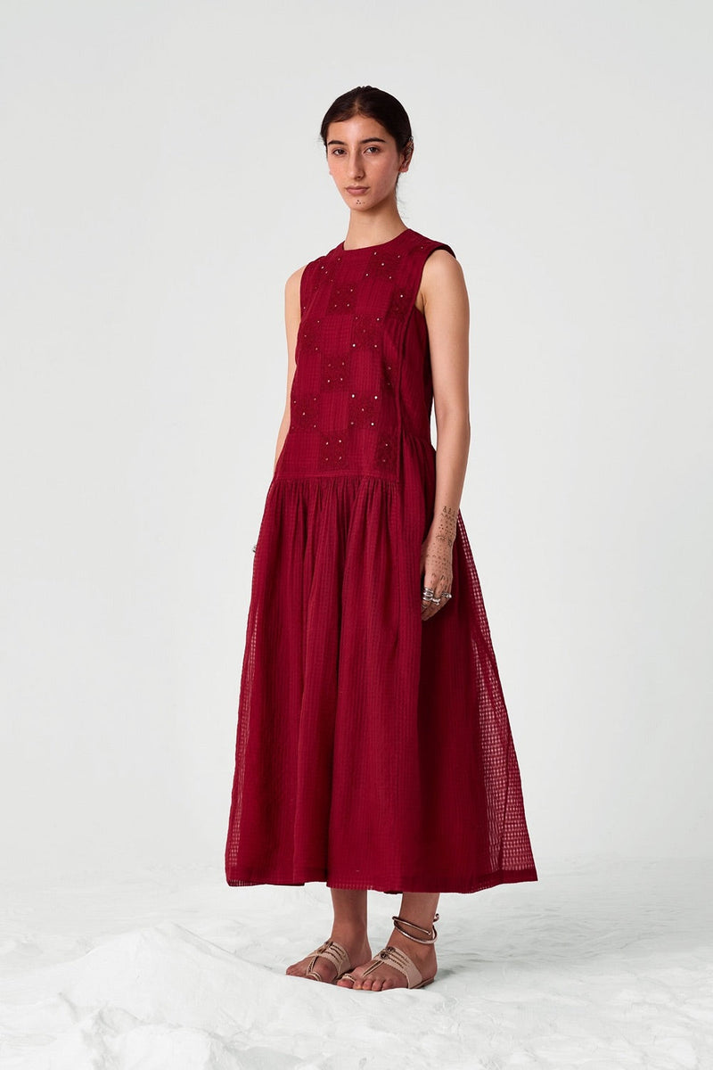 Aleksey Pink Checks Handwoven Dress