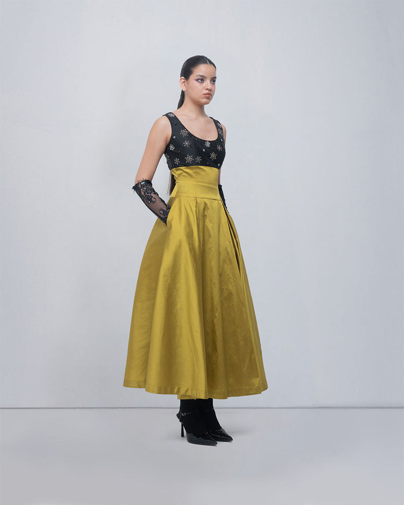 Lucile Dress viscose by Leh Studios in black, green for women in Singapore