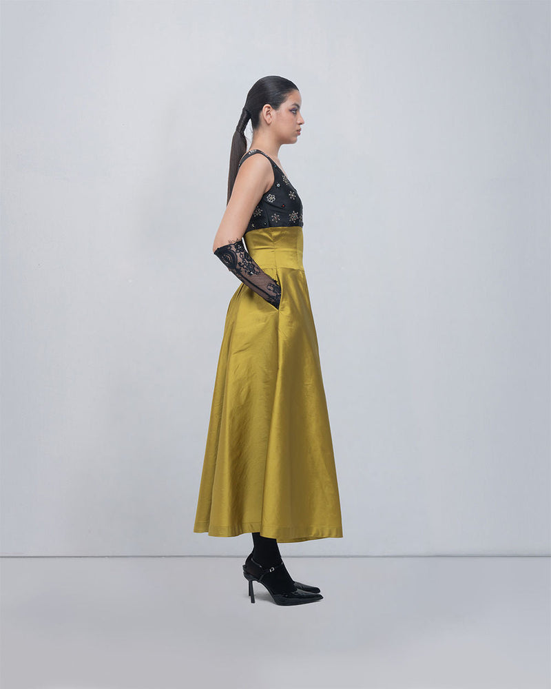Lucile Dress viscose by Leh Studios in black, green for women in Singapore