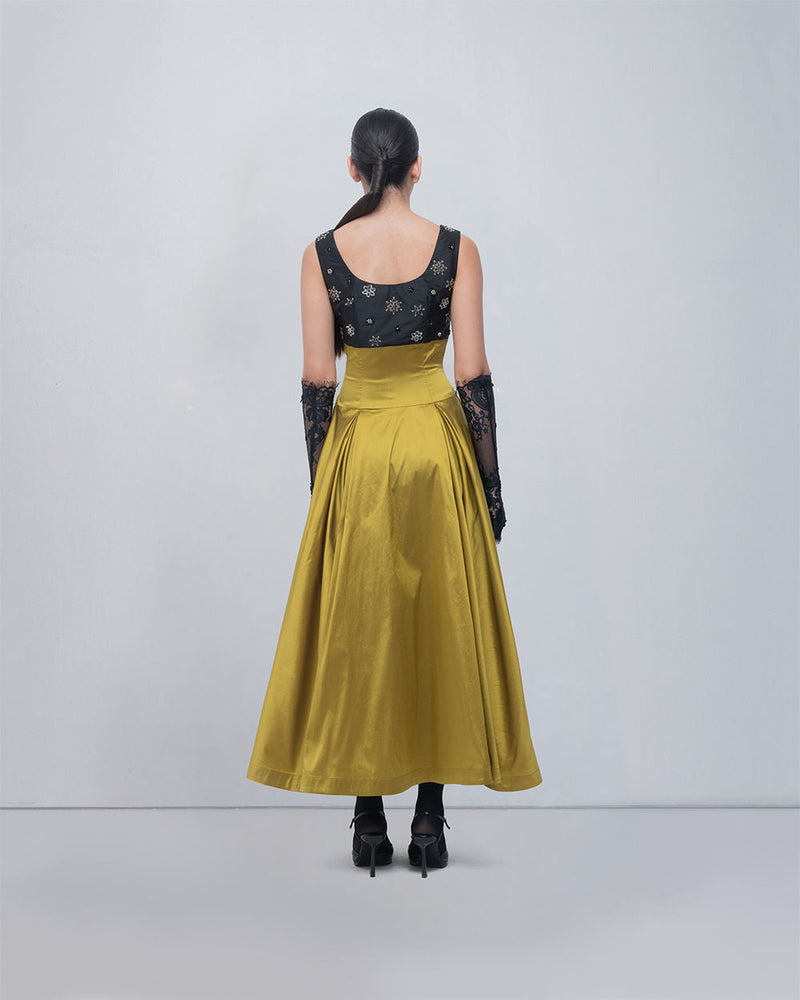 Lucile Dress viscose by Leh Studios in black, green for women in Singapore