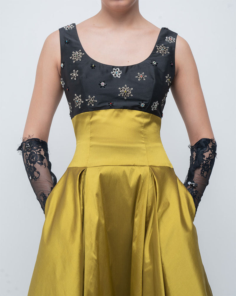 Lucile Dress viscose by Leh Studios in black, green for women in Singapore