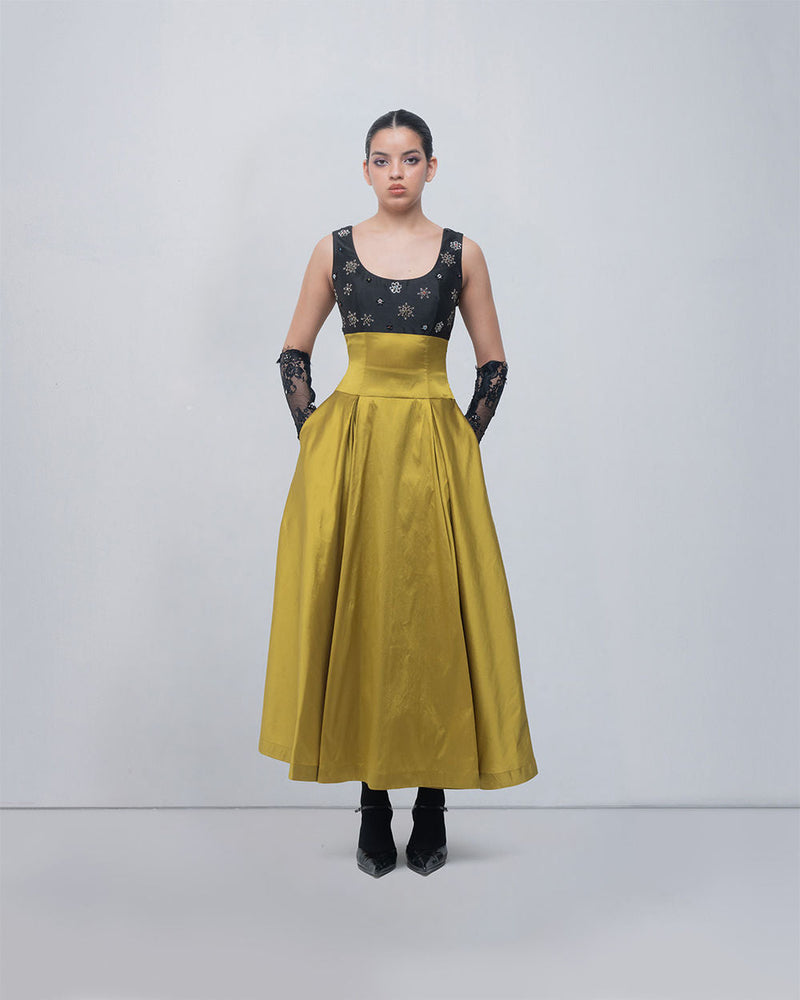 Lucile Dress viscose by Leh Studios in black, green for women in Singapore