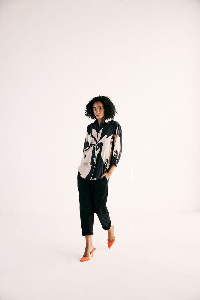 EBONY TROUSERS twill by Khara Kapas in black for women in Singapore