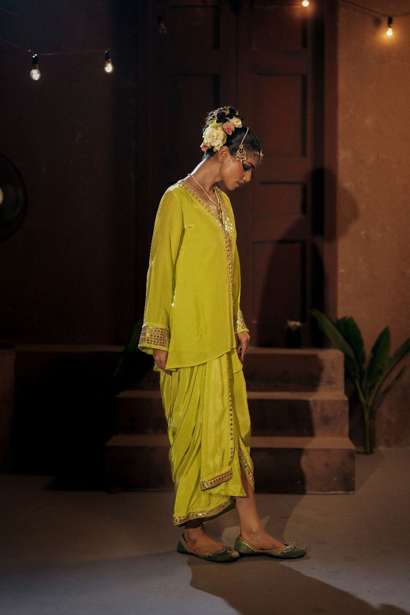 Veere Tunic Jacket with pleated skirt- Sublime Neon