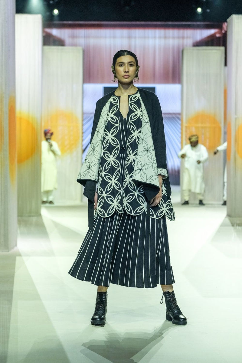 Cord Skirt cotton by Ka-Sha in black color for women in Singapore