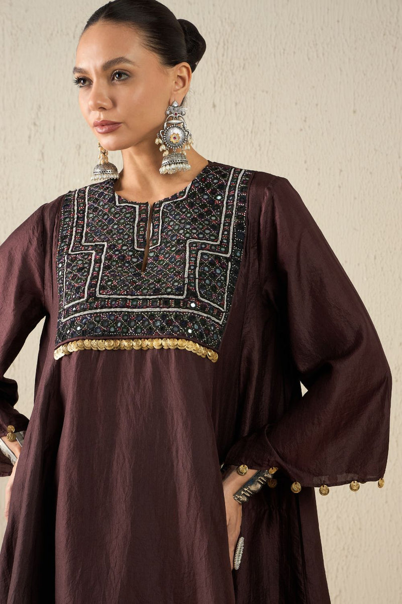 AFGHANI SILK SET silk by Aavidi in yellow color for women in Singapore