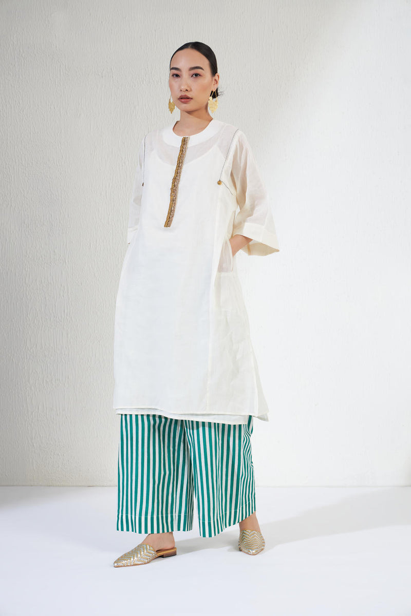FARAH SET cotton Light Kurta Sets by Aavidi in white color for women in Singapore