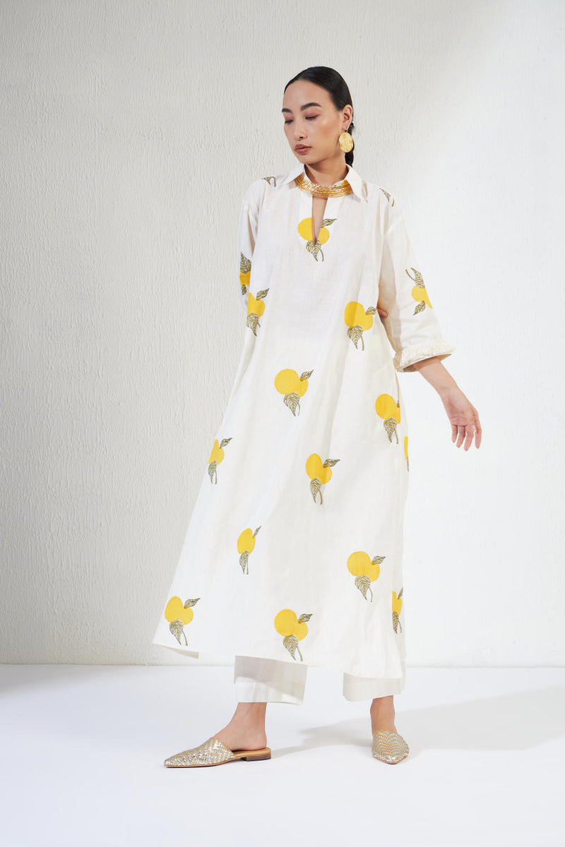 LAYLA SET cotton Light Kurta Sets by Aavidi in white color for women in Singapore