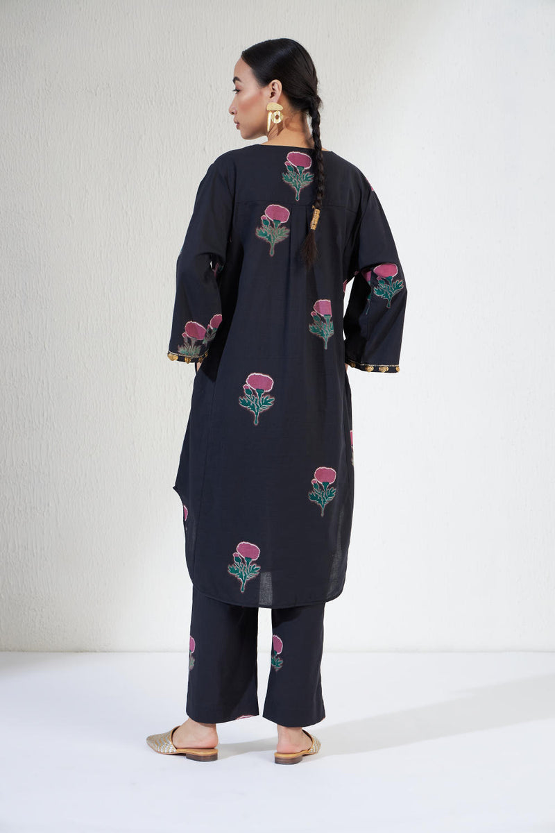 GULNAAR SET 2 cotton Light Kurta Sets by Aavidi in black color for women in Singapore
