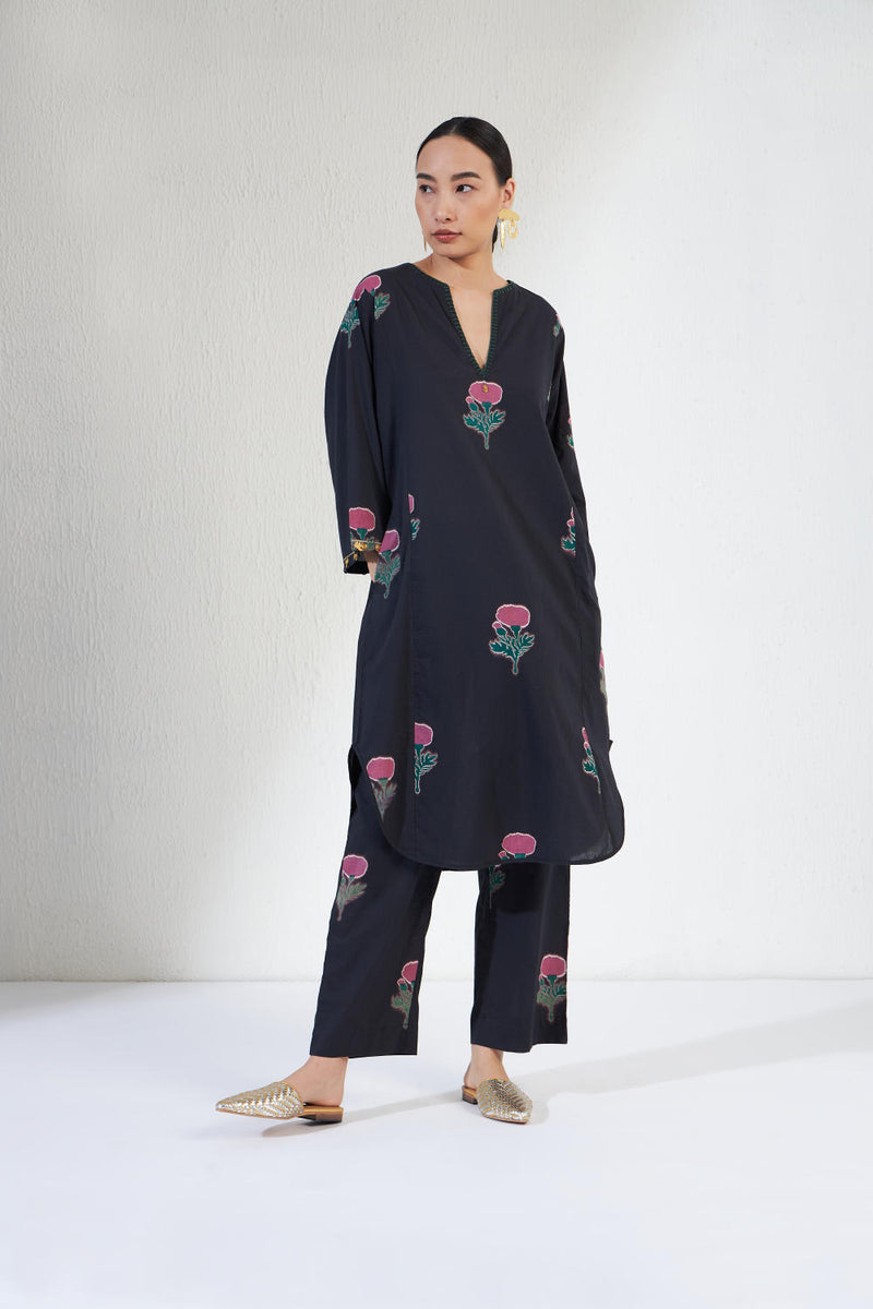 GULNAAR SET 2 cotton Light Kurta Sets by Aavidi in black color for women in Singapore