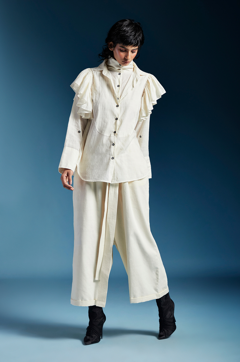 Hilary Shirt-White cotton by Chola in white color for women in Singapore