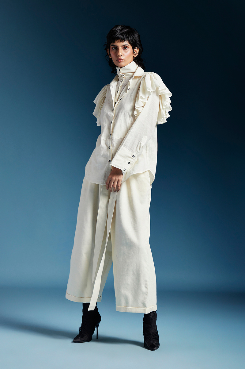 Hilary Shirt-White cotton by Chola in white color for women in Singapore