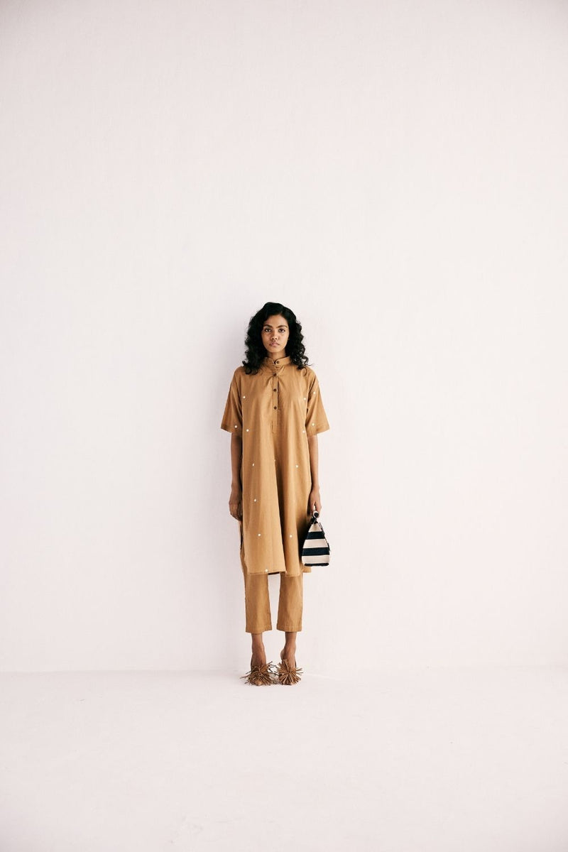 SAND KURTA SET cotton by Khara Kapas in brown for women in Singapore