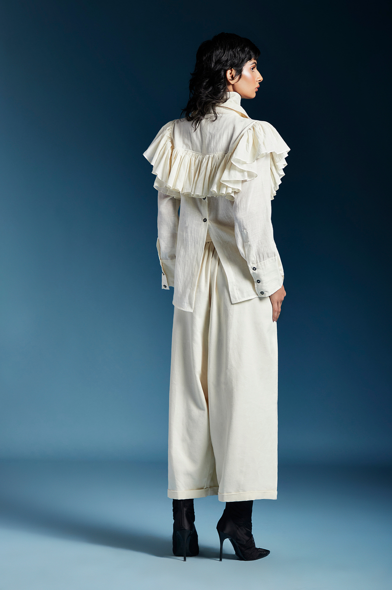 Hilary Shirt-White cotton by Chola in white color for women in Singapore