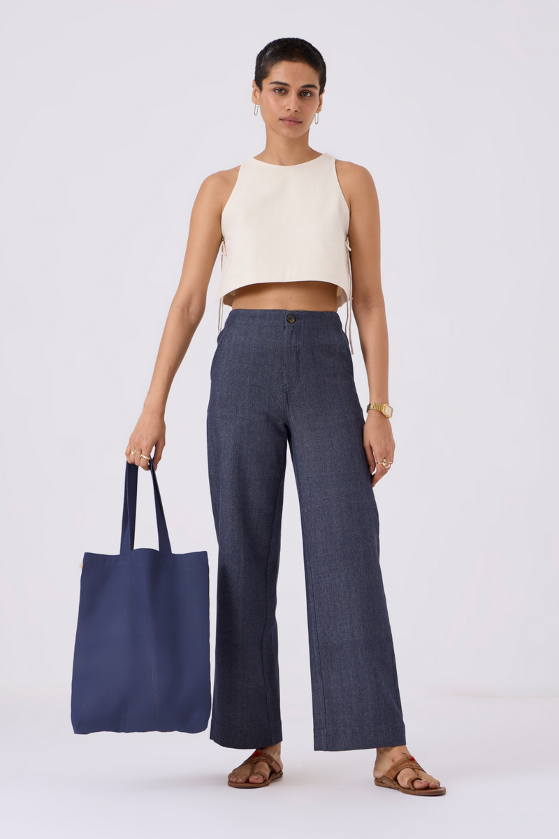 Tia Cropped Handspun Khadi Tie Top cotton by The Summer House for women in Singapore
