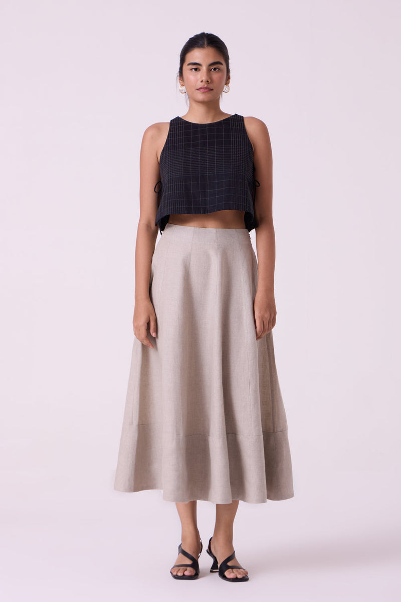 Marner Beige Linen Skirt linen skirt by The Summer House in beige for women in Singapore
